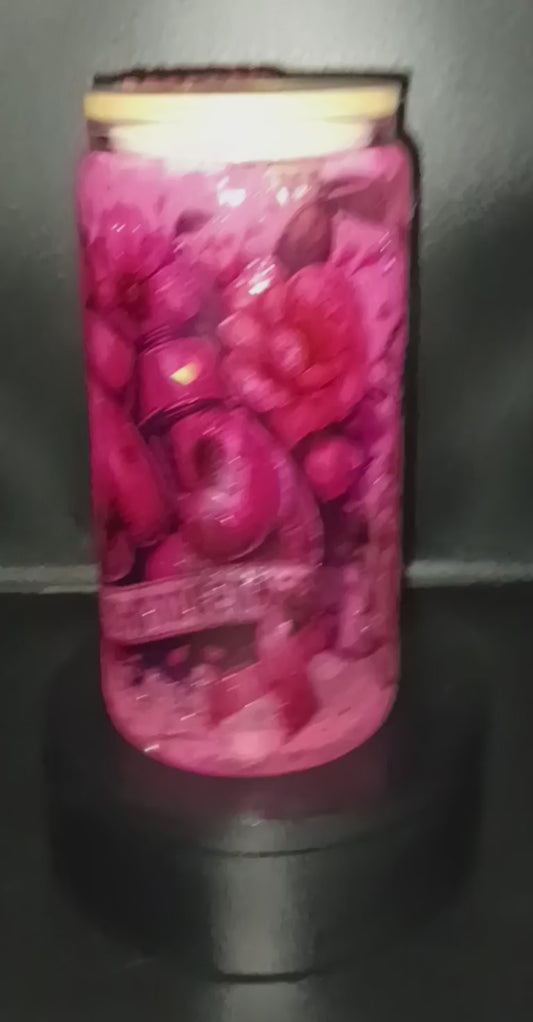 Breast cancer awareness glass tumbler 16 oz