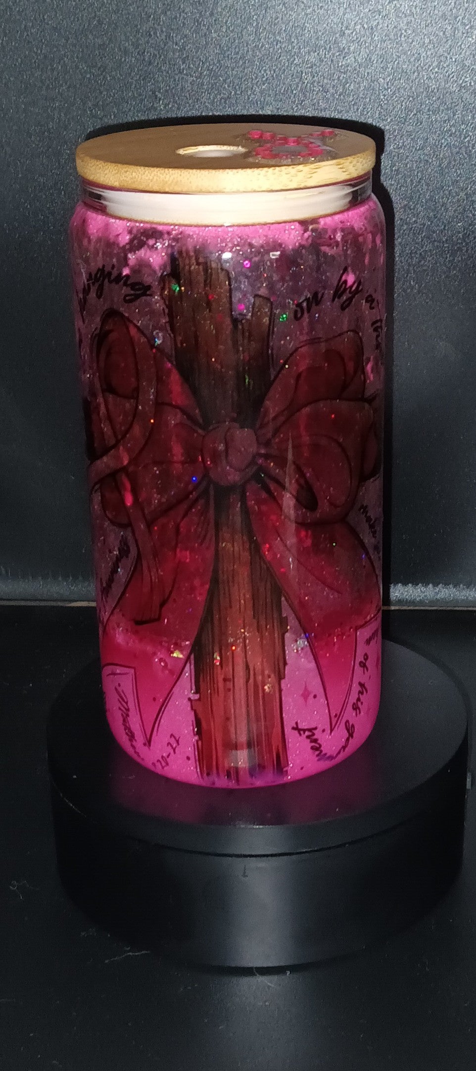 Breast cancer awareness glass tumbler 16 oz